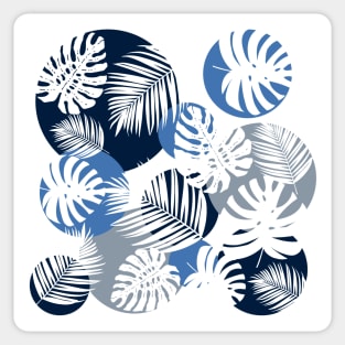 White leaves with blue and gray dots Sticker